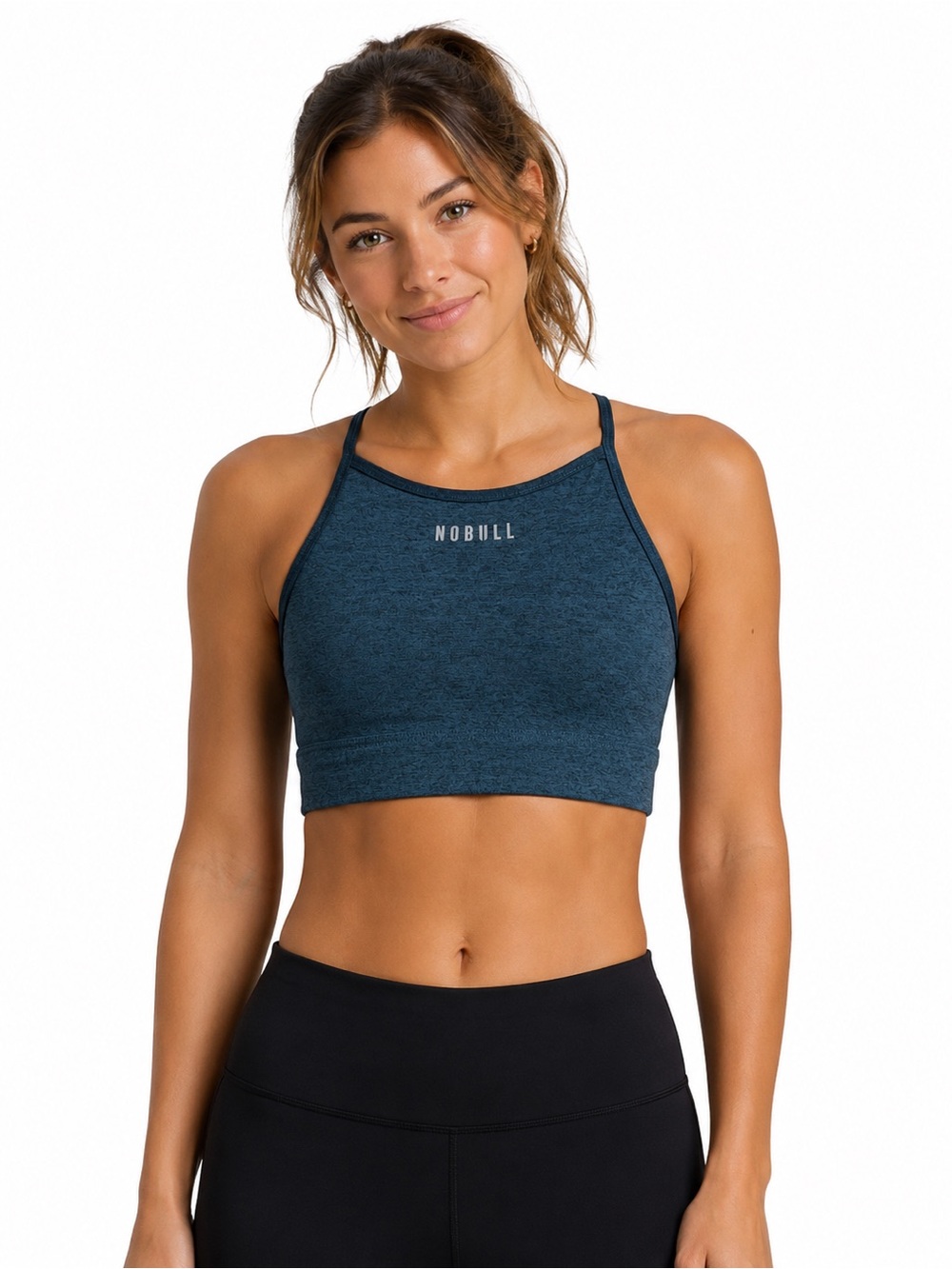 NOBULL Project Women's High Neck Sports Bra in Teal Matte